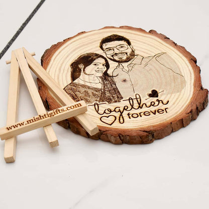 Himalayan Natural Wooden Slice Photo Engraved Frame | Togher Forever