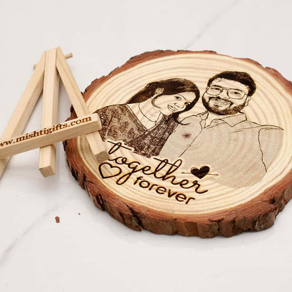 Himalayan Natural Wooden Slice Photo Engraved Frame | Togher Forever