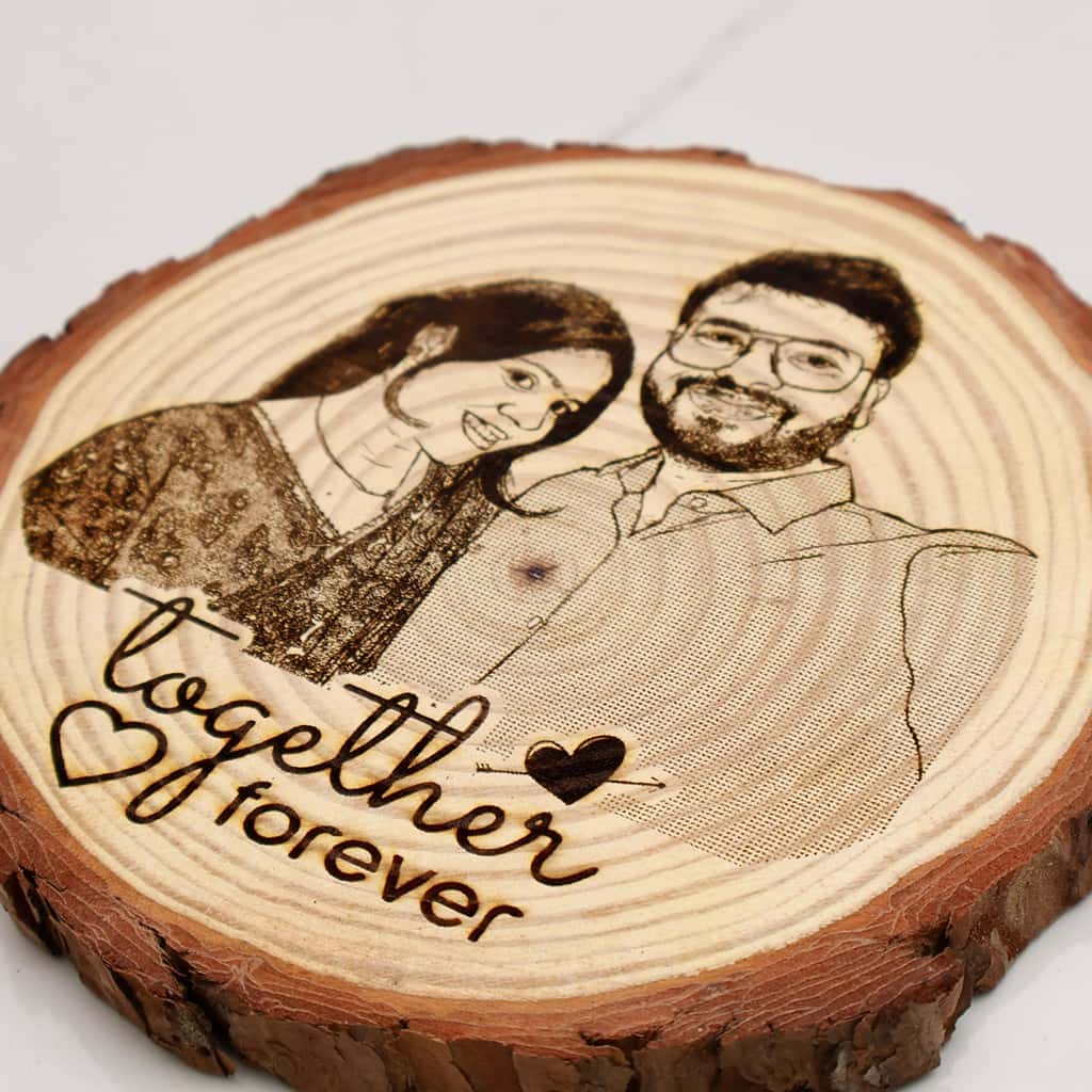 Himalayan Natural Wooden Slice Photo Engraved Frame | Togher Forever