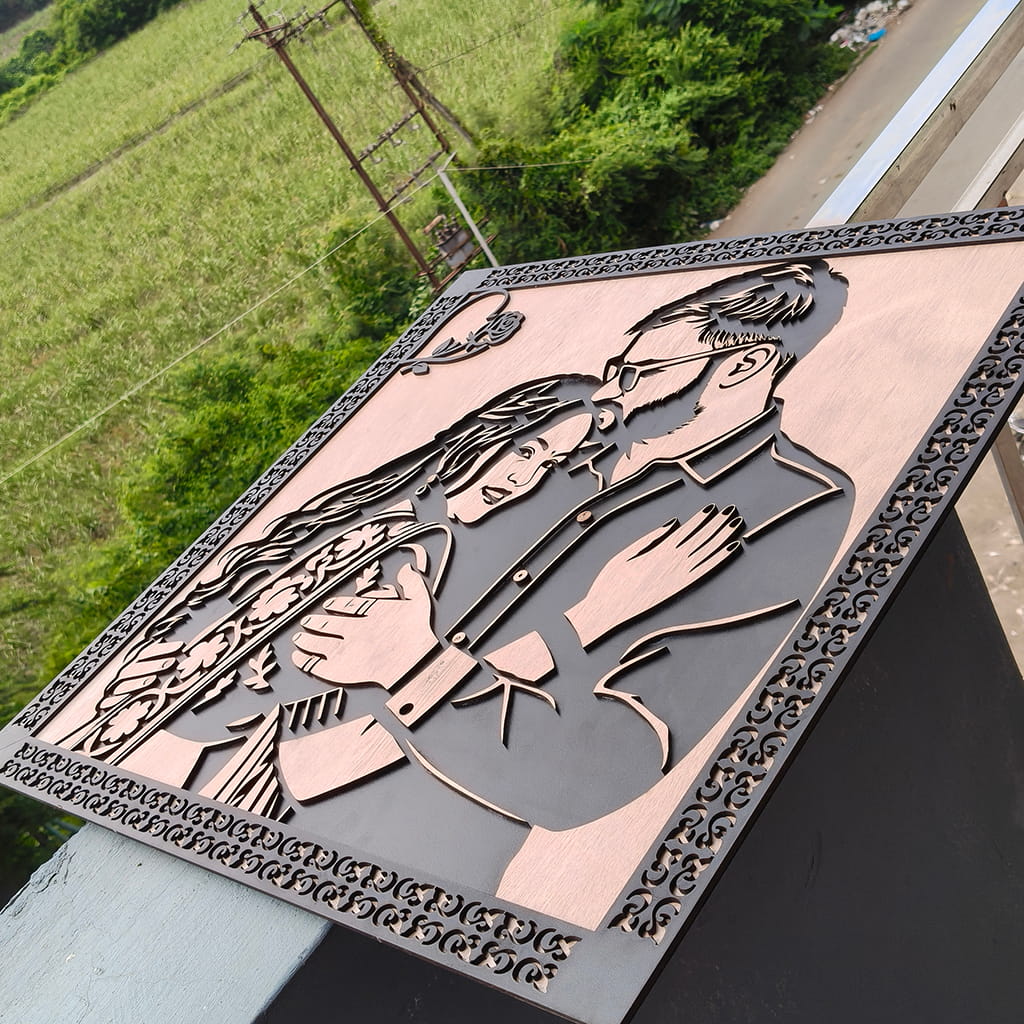 Personalized 3D Laser Cut Wooden Face Portrait