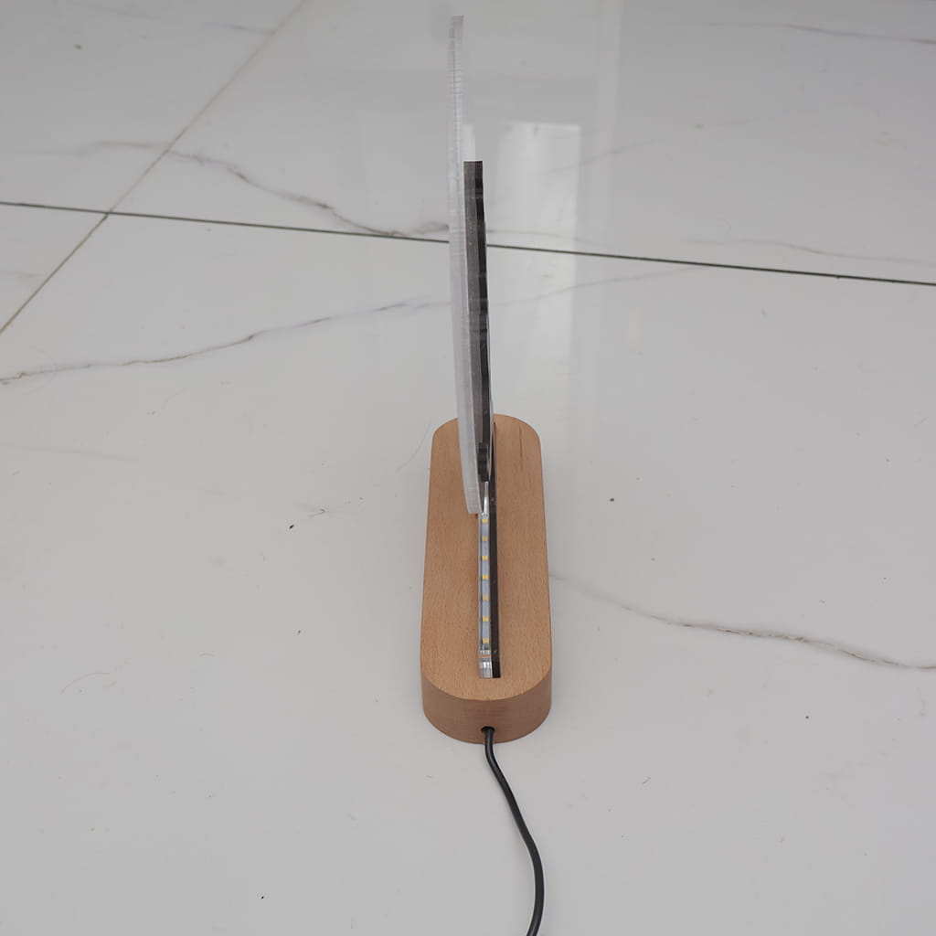 Moon LED Acryllic Lamp Laser Engraved Photo with Wooden Base