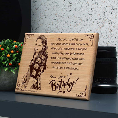 Laser Engrave Wooden Photo Frame | Happy Birthday Gift