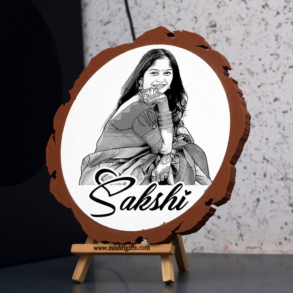 Artificial Wooden Engraved Plaque with 3D printed bark | Keep Smilling