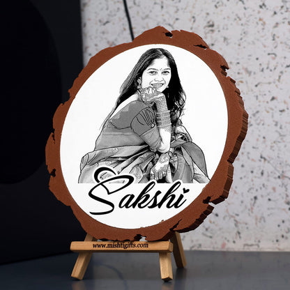 Artificial Wooden Engraved Plaque with 3D printed bark | Keep Smilling