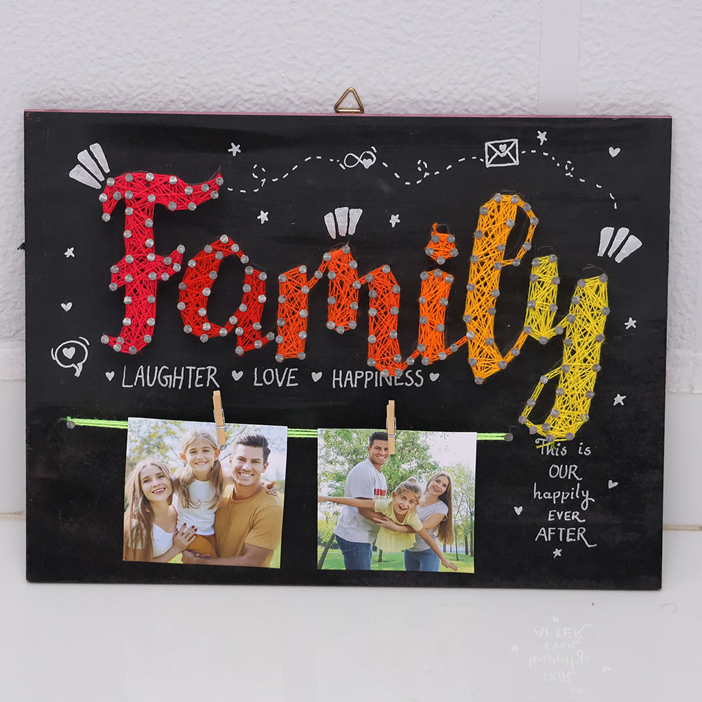 String Art Name Board for Family with Photos