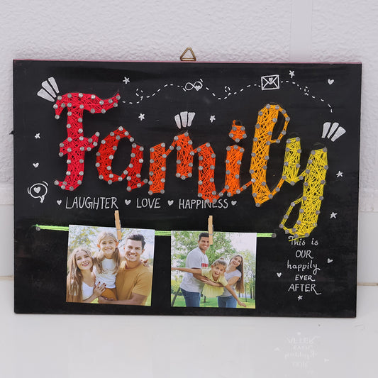 String Art Name Board for Family with Photos