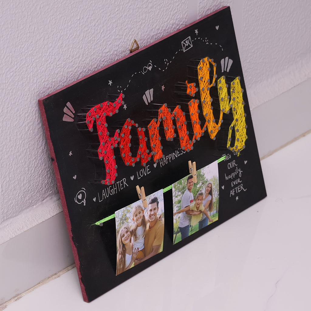 String Art Name Board for Family with Photos