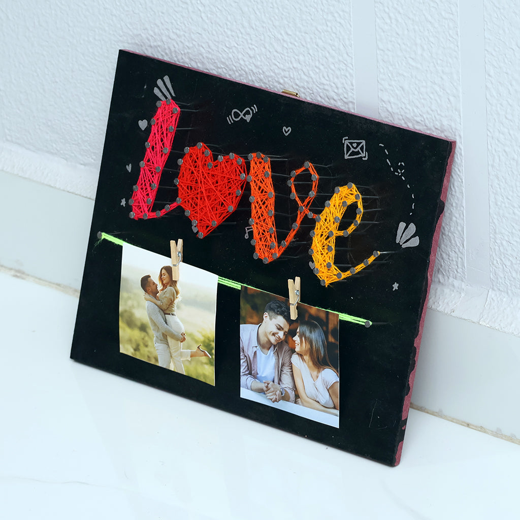 String Art Name Board for Love with Photos