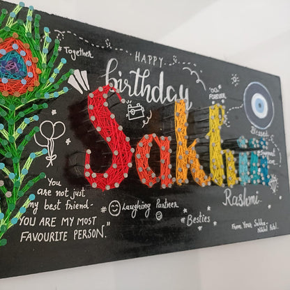 String Art Name Board for Happy Birthday
