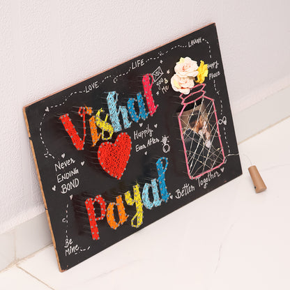 String Art Name Board for Couple with Photos and Names