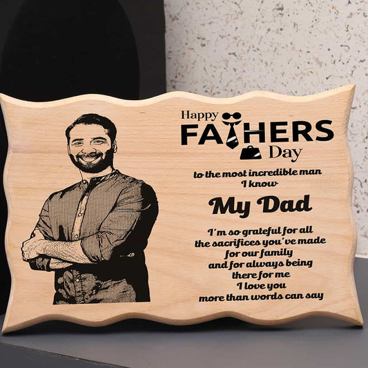Wave Shape Wooden Engraved Photo Frame - Father's Day special