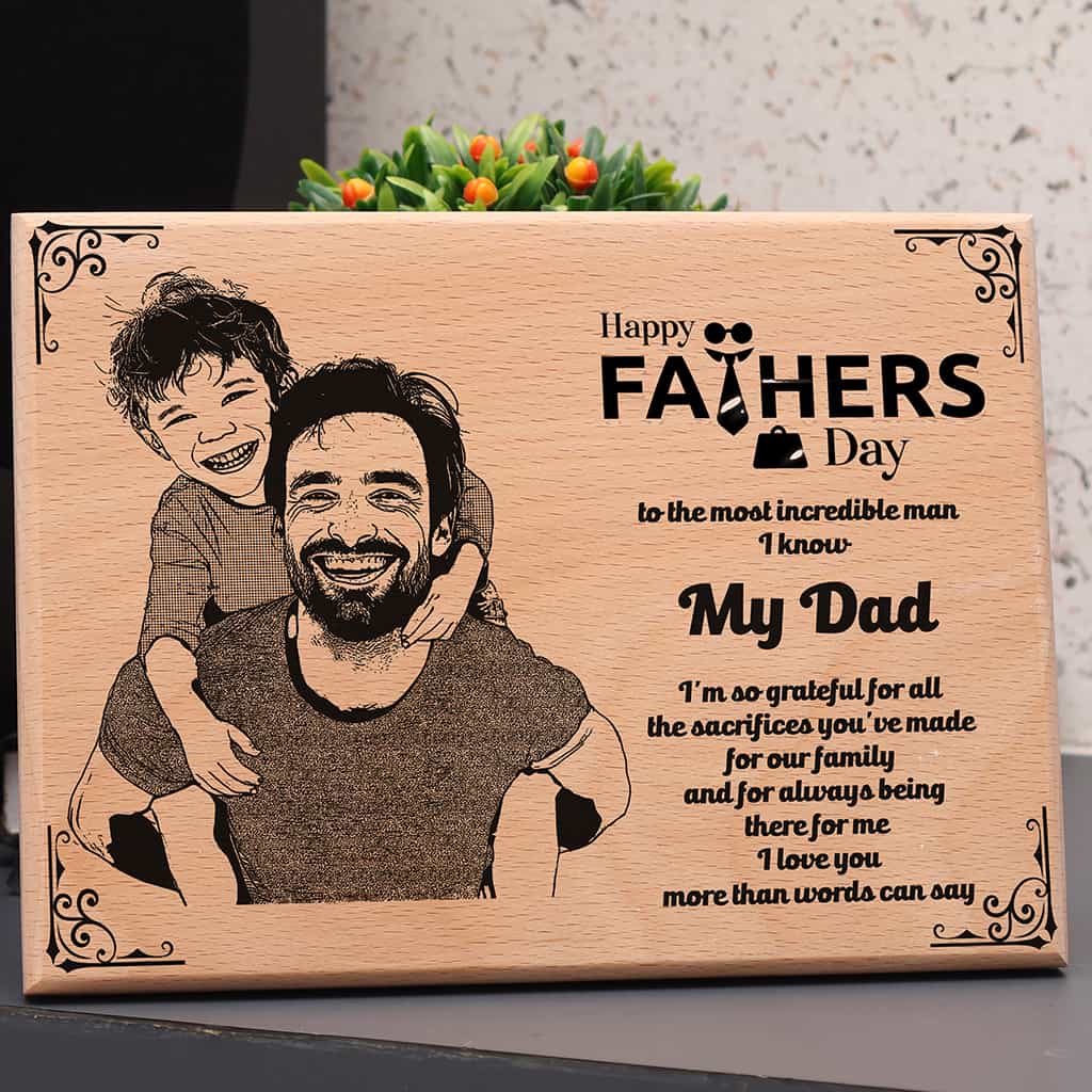 Wooden Engraved Photo Frame - Father's Day special