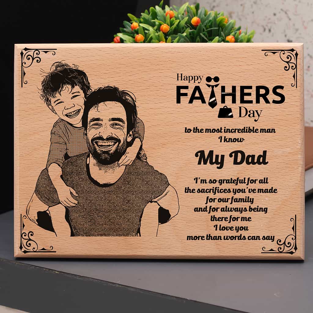 Wooden Engraved Photo Frame - Father's Day special
