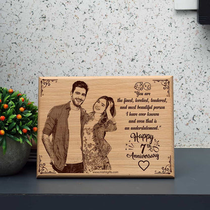 Aniversary Laser Engraved Wooden Frame