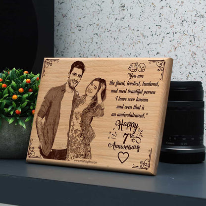 Aniversary Laser Engraved Wooden Frame