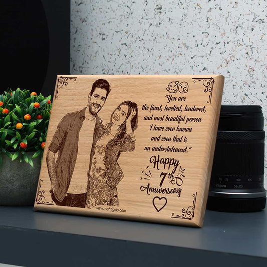 Aniversary Laser Engraved Wooden Frame