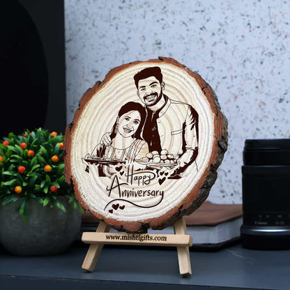 Personalized Wooden Slice Photo Frame – Wedding Anniversary