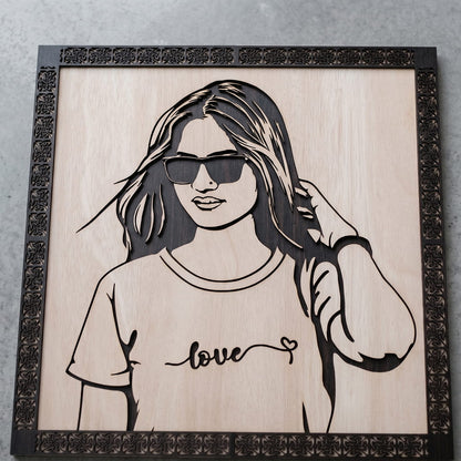 Personalized 3D Laser Cut Wooden Portrait