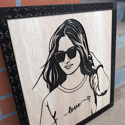 Personalized 3D Laser Cut Wooden Portrait