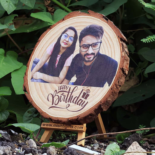 Himalayan Natural Wooden Slice UV Color Print Photo Frame