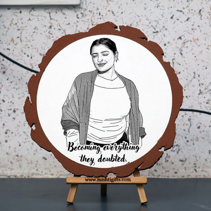 Artificial Wooden Engraved Plaque with 3D printed bark | Keep Smilling