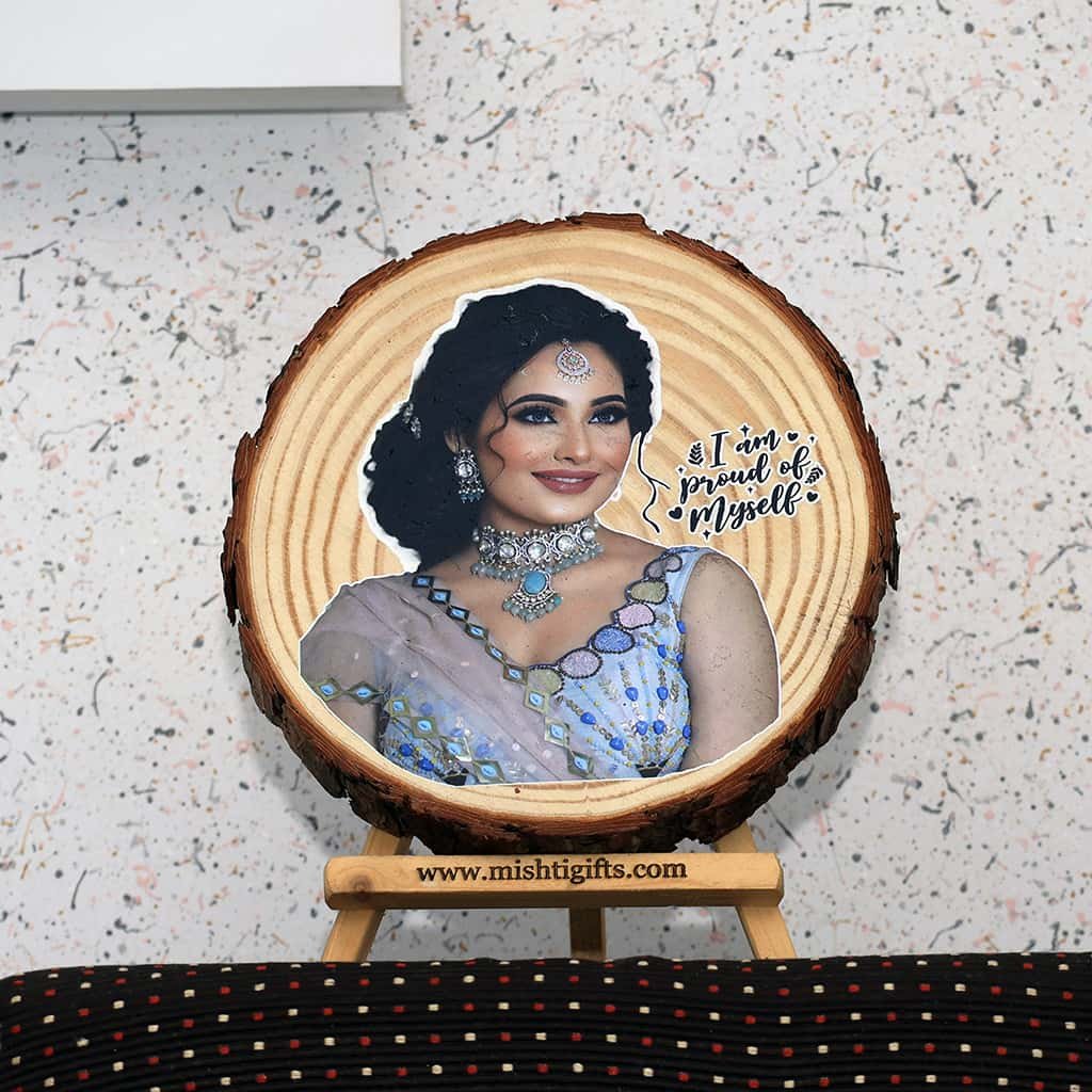 Natural Himalayan Wooden Slice UV Color Print Photo Frame