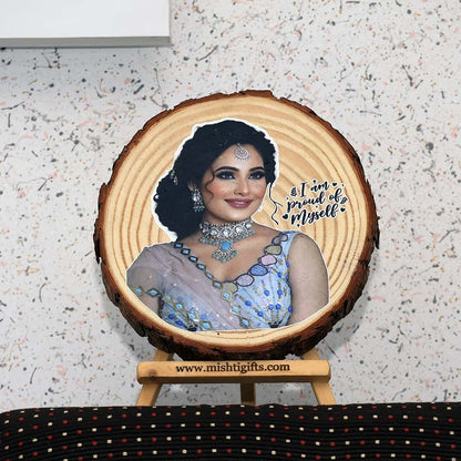 Natural Himalayan Wooden Slice UV Color Print Photo Frame