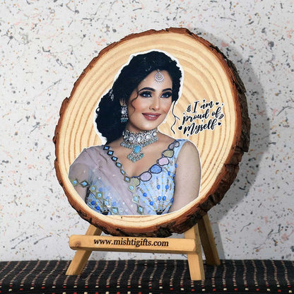 Natural Himalayan Wooden Slice UV Color Print Photo Frame