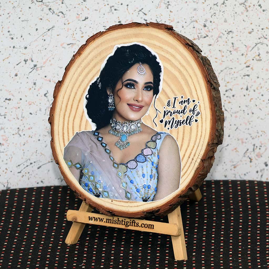 Natural Himalayan Wooden Slice UV Color Print Photo Frame