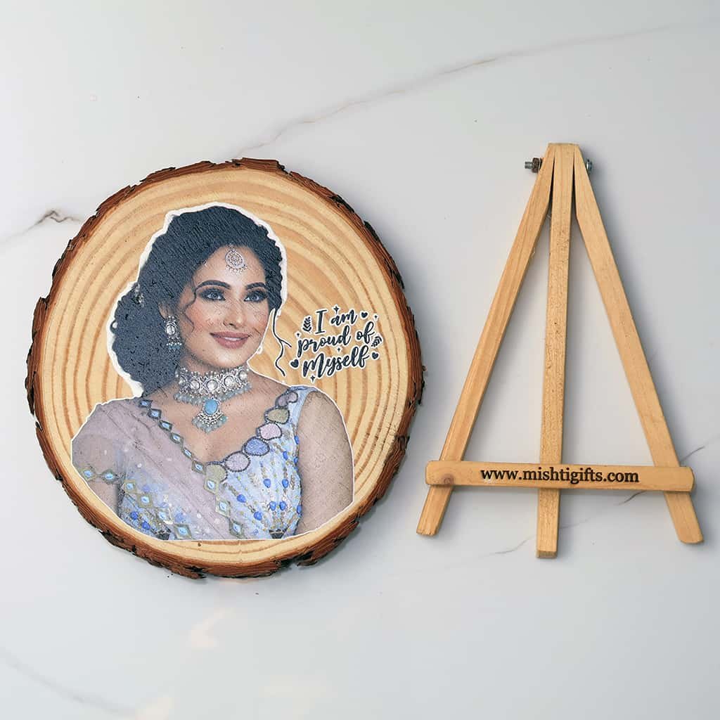 Natural Himalayan Wooden Slice UV Color Print Photo Frame