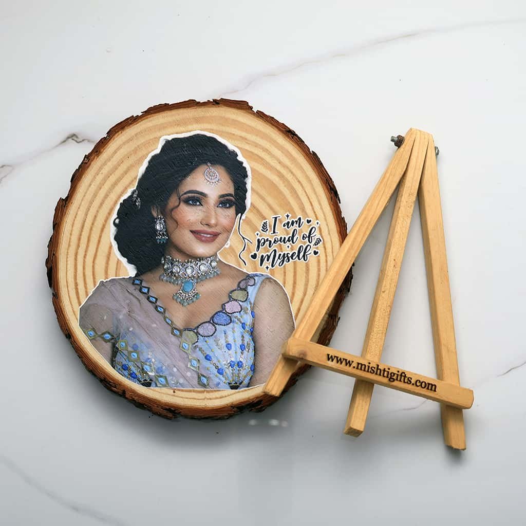 Natural Himalayan Wooden Slice UV Color Print Photo Frame