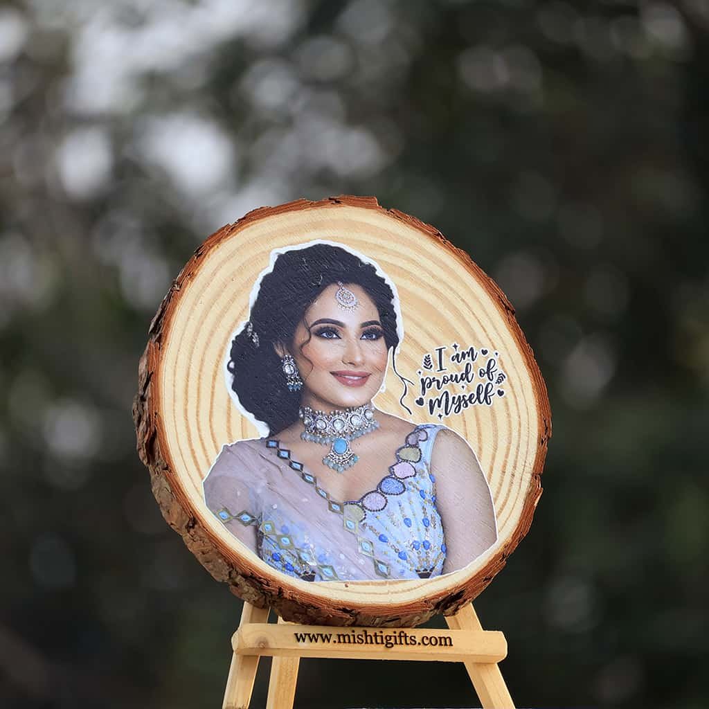 Natural Himalayan Wooden Slice UV Color Print Photo Frame
