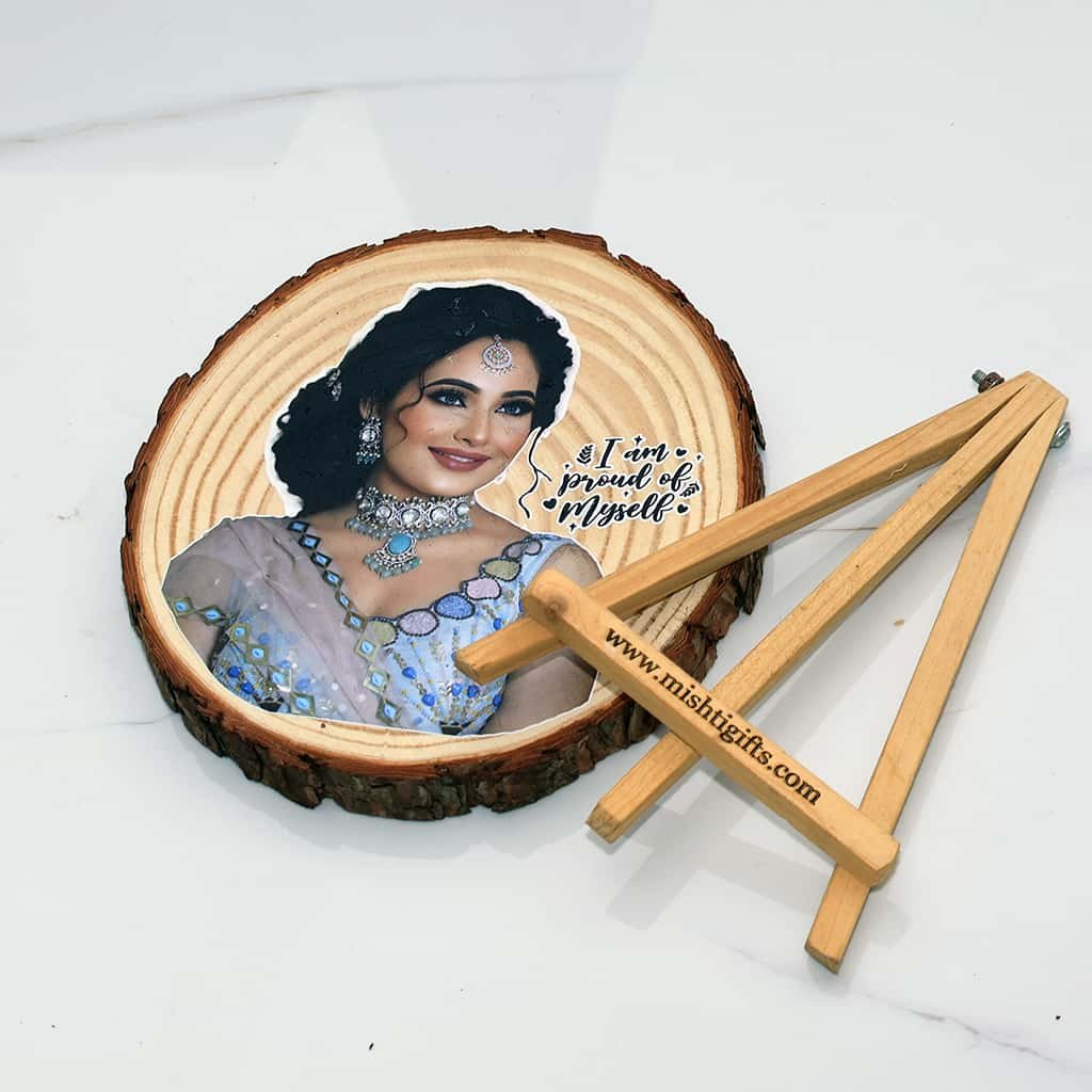 Natural Himalayan Wooden Slice UV Color Print Photo Frame