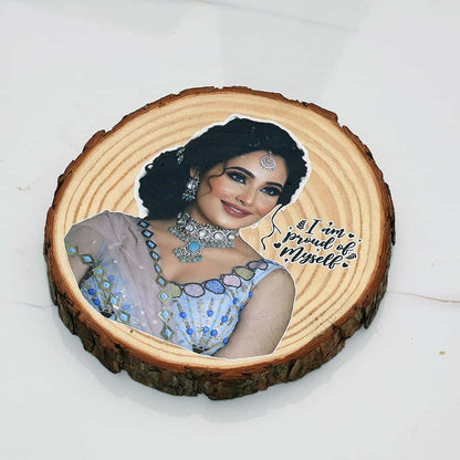 Natural Himalayan Wooden Slice UV Color Print Photo Frame