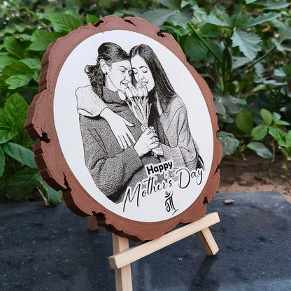 Artificial Wooden Engraved Plaque with 3D printed bark | Mother's Day