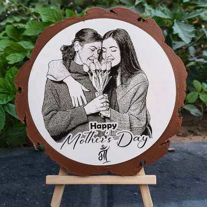 Artificial Wooden Engraved Plaque with 3D printed bark | Mother's Day