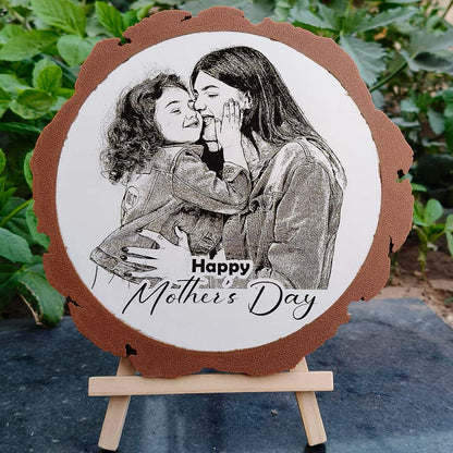 Artificial Wooden Engraved Plaque with 3D printed bark | Mother's Day
