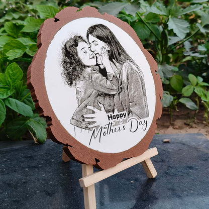 Artificial Wooden Engraved Plaque with 3D printed bark | Mother's Day