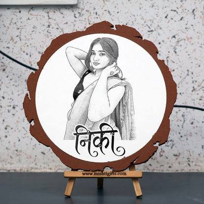 Artificial Wooden Engraved Plaque with 3D printed bark | Keep Smilling