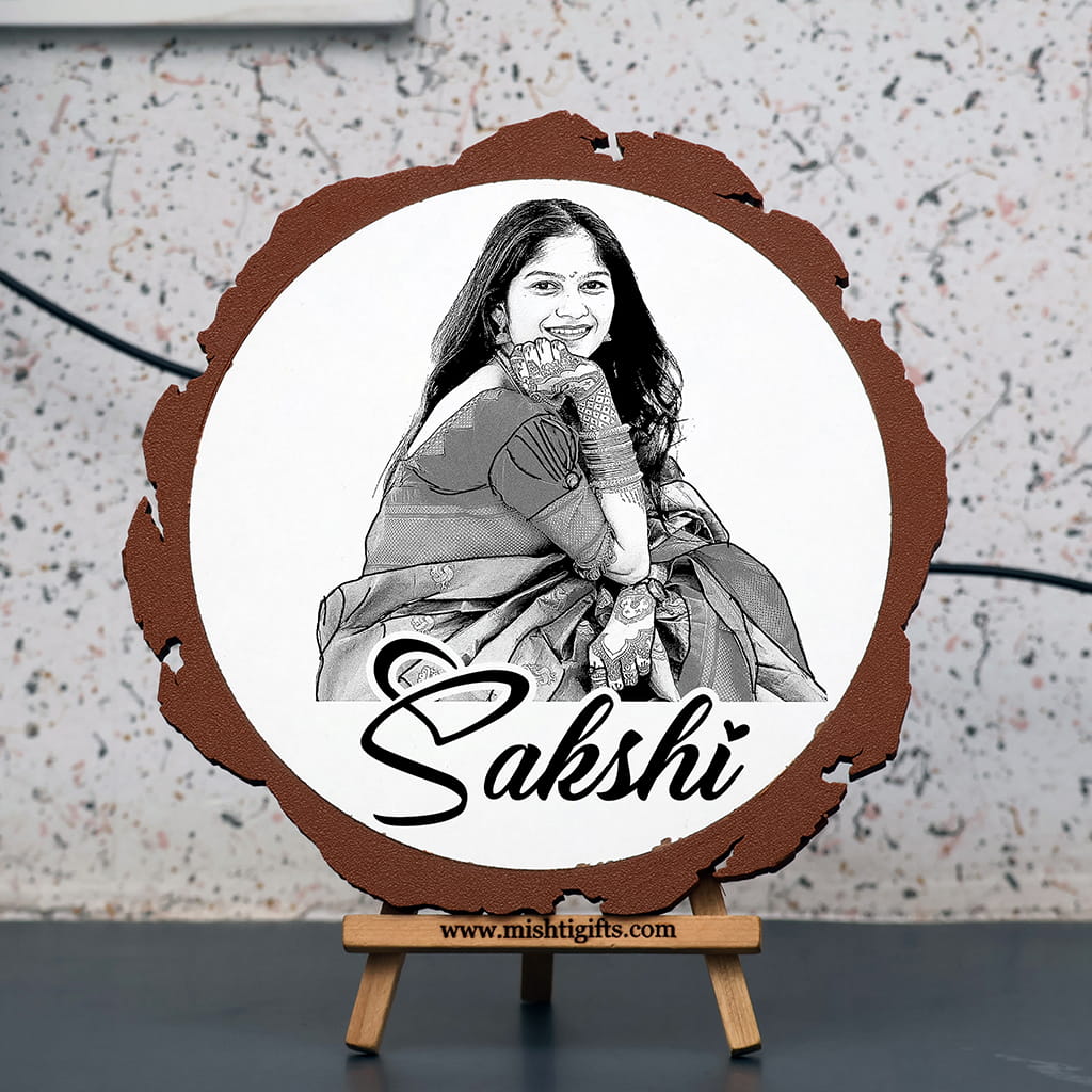 Artificial Wooden Engraved Plaque with 3D printed bark | Keep Smilling